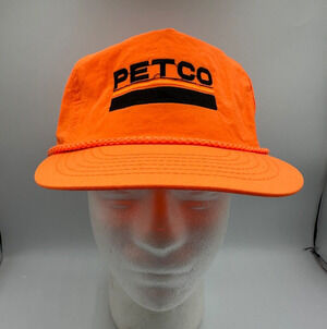 VTG Petco Fishing And Rental Tools Adult Neon Orange Trucker Hat Cap Rope